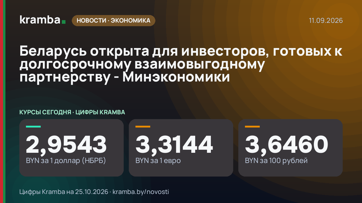 Инфографика Kramba: Беларусь открыта для инвесторов, готовых к долгосрочному взаимовыгодному партнерству…