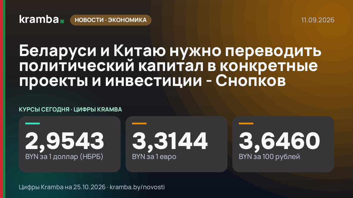 Инфографика Kramba: Беларуси и Китаю нужно переводить политический капитал в конкретные проекты и инвестиции…