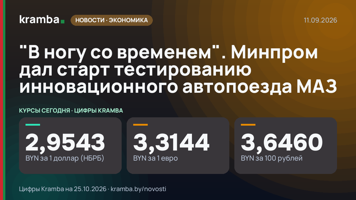 Инфографика Kramba: "В ногу со временем". Минпром дал старт тестированию инновационного автопоезда МАЗ