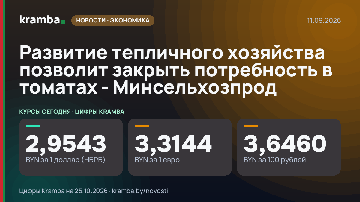 Инфографика Kramba: Развитие тепличного хозяйства позволит закрыть потребность в томатах - Минсельхозпрод
