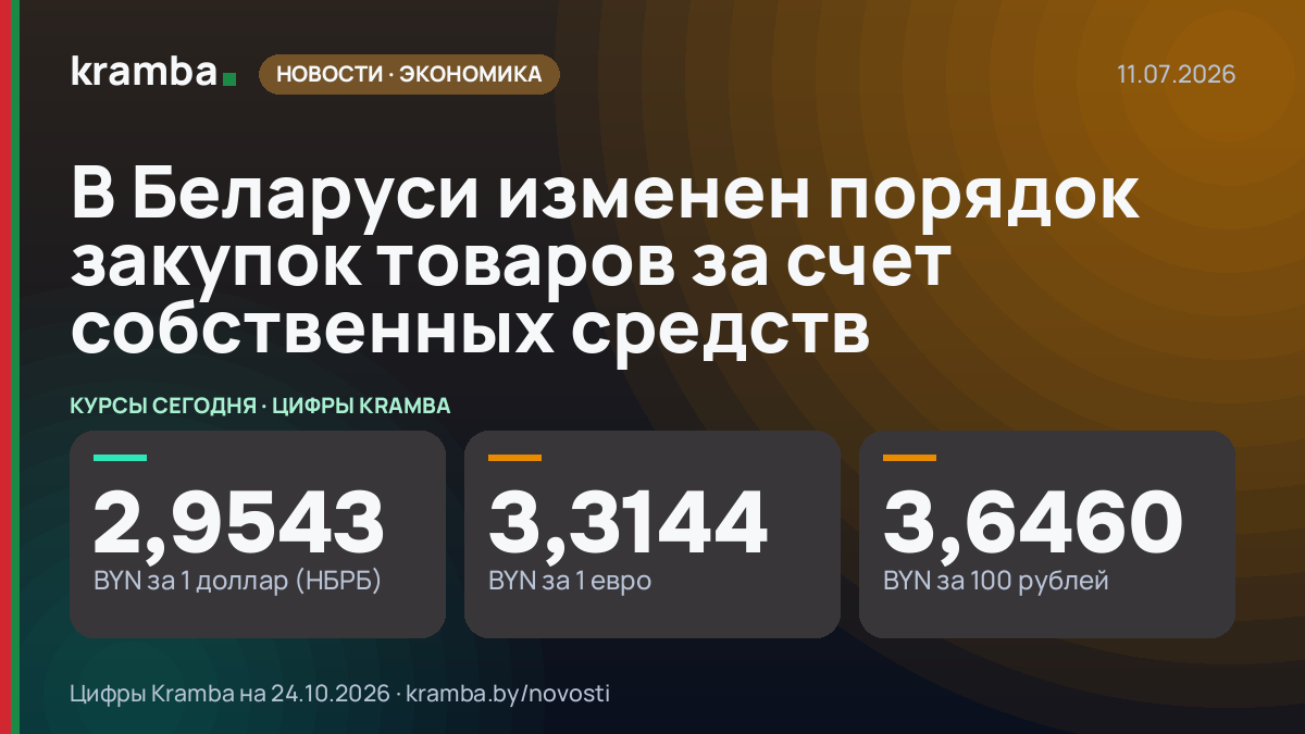 Инфографика Kramba: В Беларуси изменен порядок закупок товаров за счет собственных средств