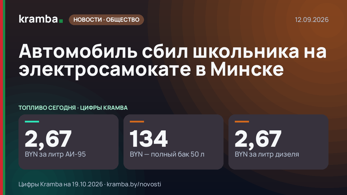 Инфографика Kramba: Автомобиль сбил школьника на электросамокате в Минске