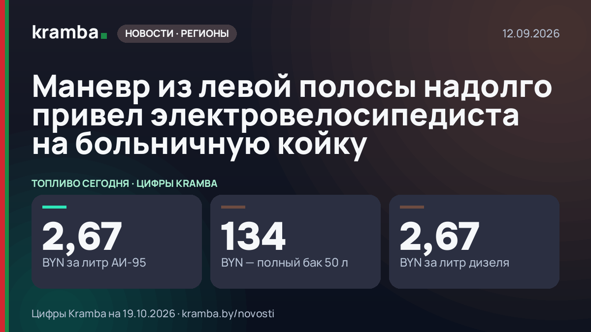 Инфографика Kramba: Маневр из левой полосы надолго привел электровелосипедиста на больничную койку
