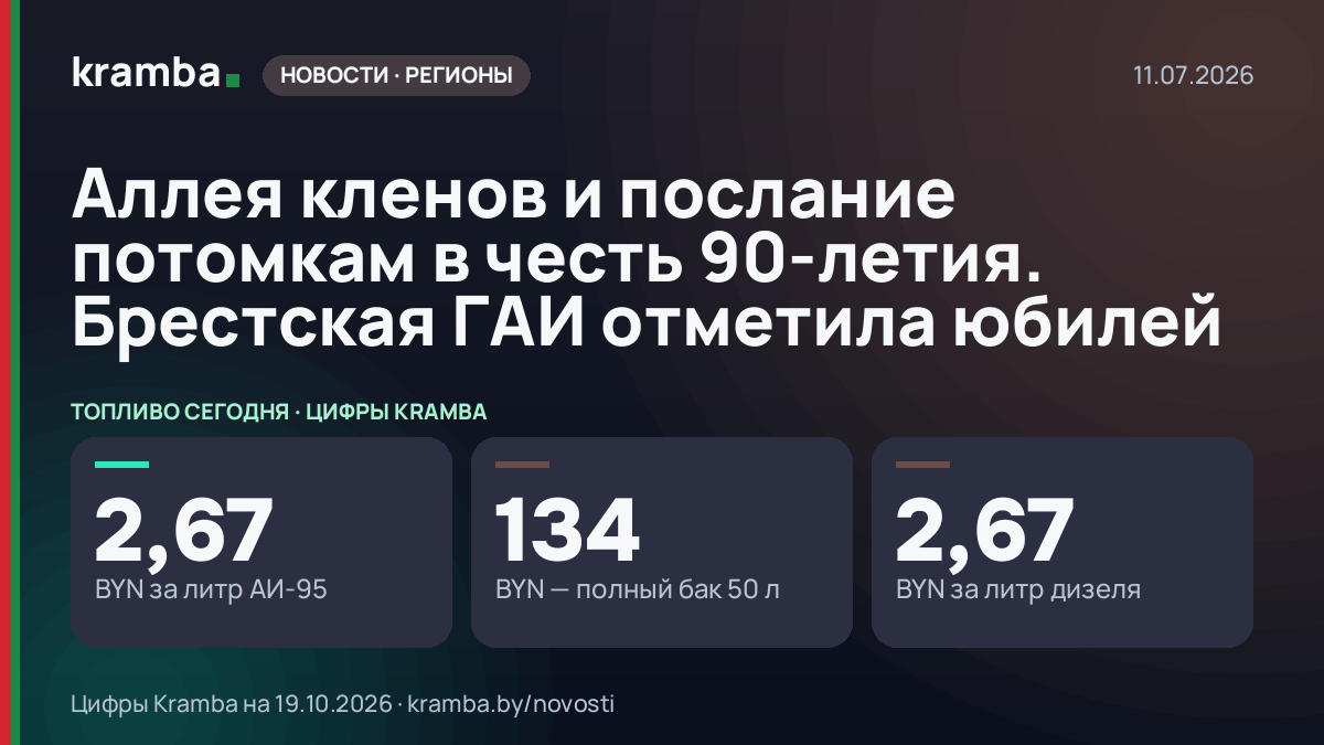 Инфографика Kramba: Аллея кленов и послание потомкам в честь 90-летия. Брестская ГАИ отметила юбилей