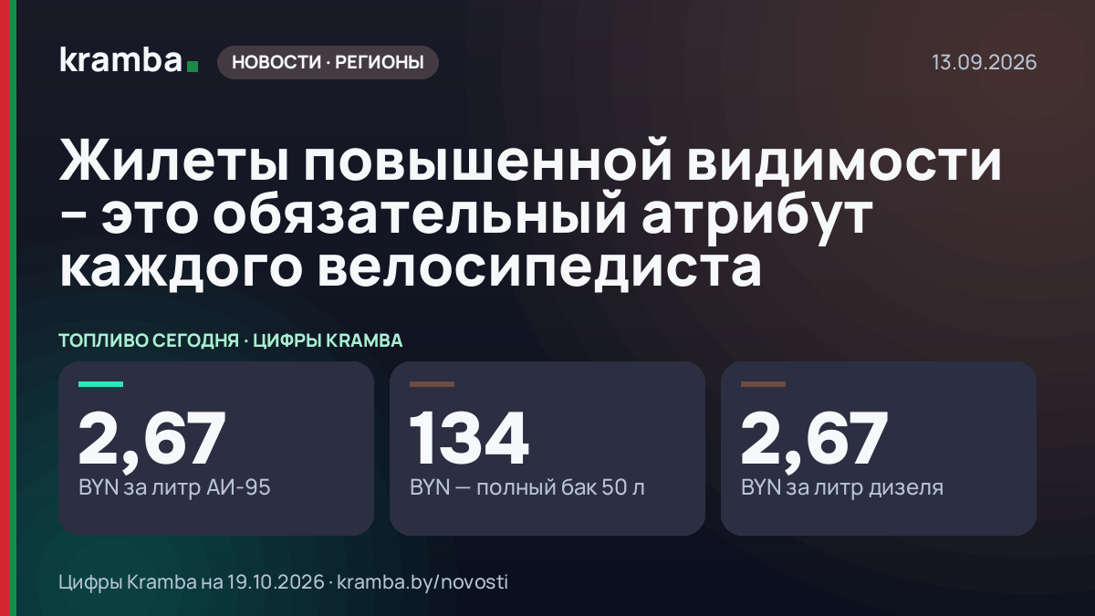 Инфографика Kramba: Жилеты повышенной видимости – это обязательный атрибут каждого велосипедиста