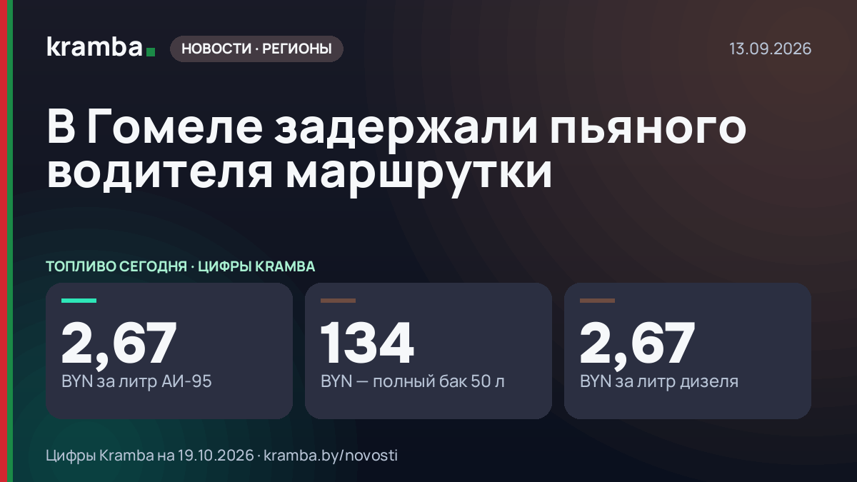 Инфографика Kramba: В Гомеле задержали пьяного водителя маршрутки
