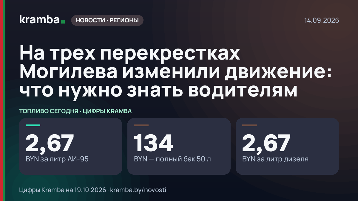 Инфографика Kramba: На трех перекрестках Могилева изменили движение: что нужно знать водителям