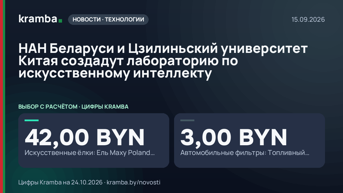 Инфографика Kramba: НАН Беларуси и Цзилиньский университет Китая создадут лабораторию по искусственному…