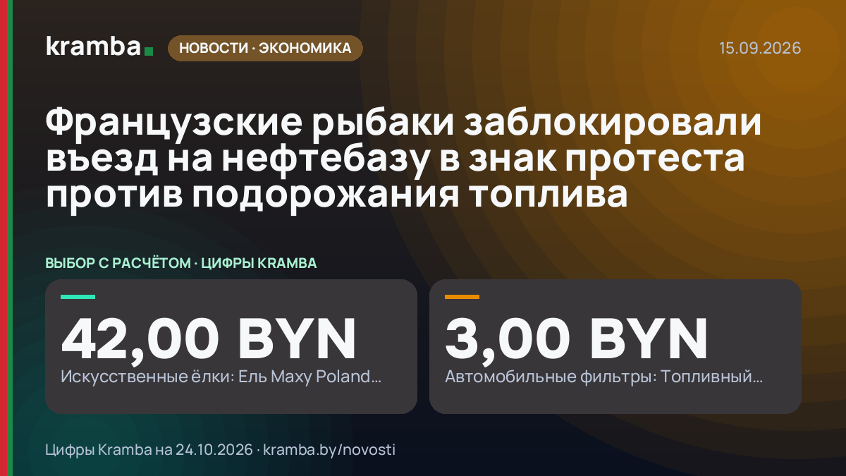Инфографика Kramba: Французские рыбаки заблокировали въезд на нефтебазу в знак протеста против подорожания…