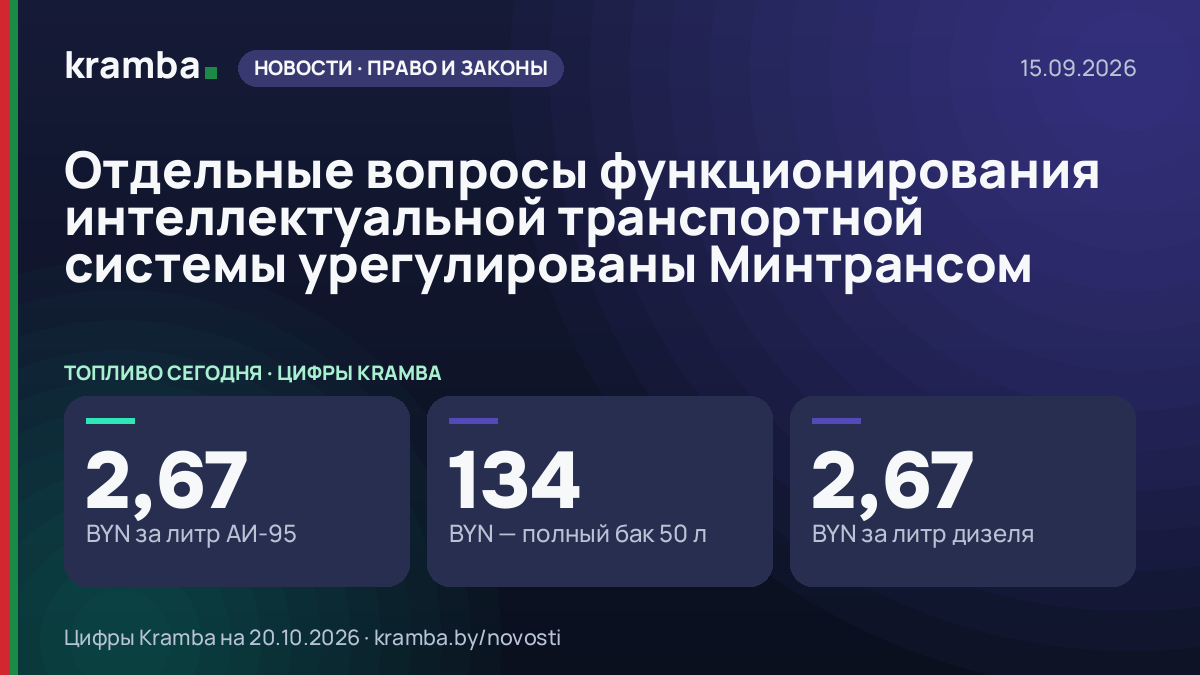 Инфографика Kramba: Отдельные вопросы функционирования интеллектуальной транспортной системы урегулированы…