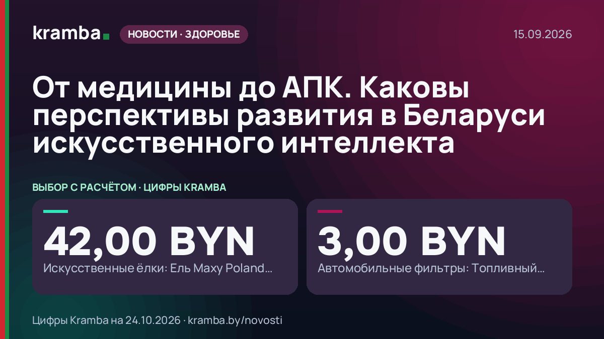 Инфографика Kramba: От медицины до АПК. Каковы перспективы развития в Беларуси искусственного интеллекта