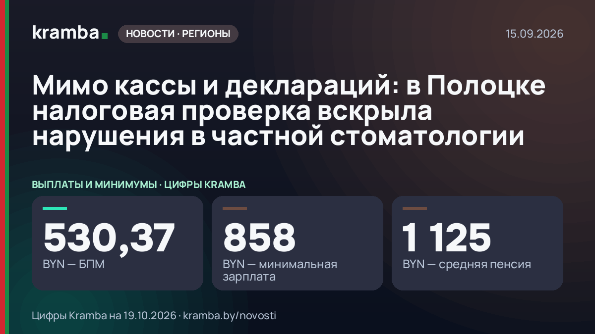 Инфографика Kramba: Мимо кассы и деклараций: в Полоцке налоговая проверка вскрыла нарушения в частной…