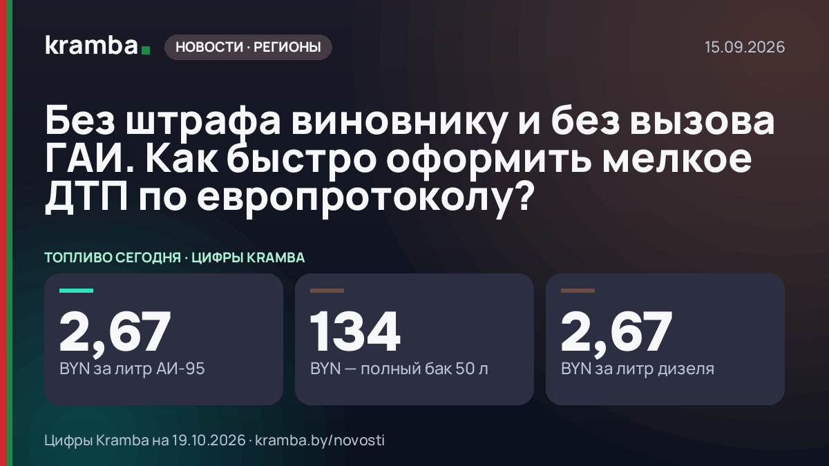 Инфографика Kramba: Без штрафа виновнику и без вызова ГАИ. Как быстро оформить мелкое ДТП по европротоколу?