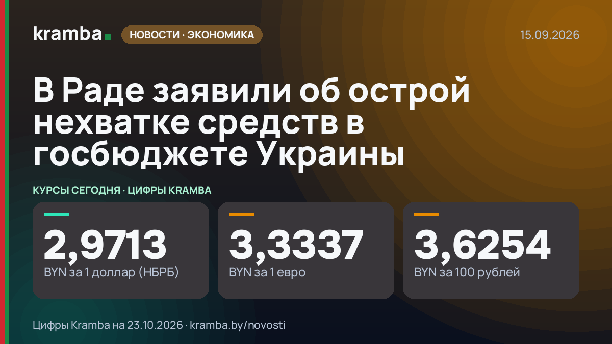 Инфографика Kramba: В Раде заявили об острой нехватке средств в госбюджете Украины