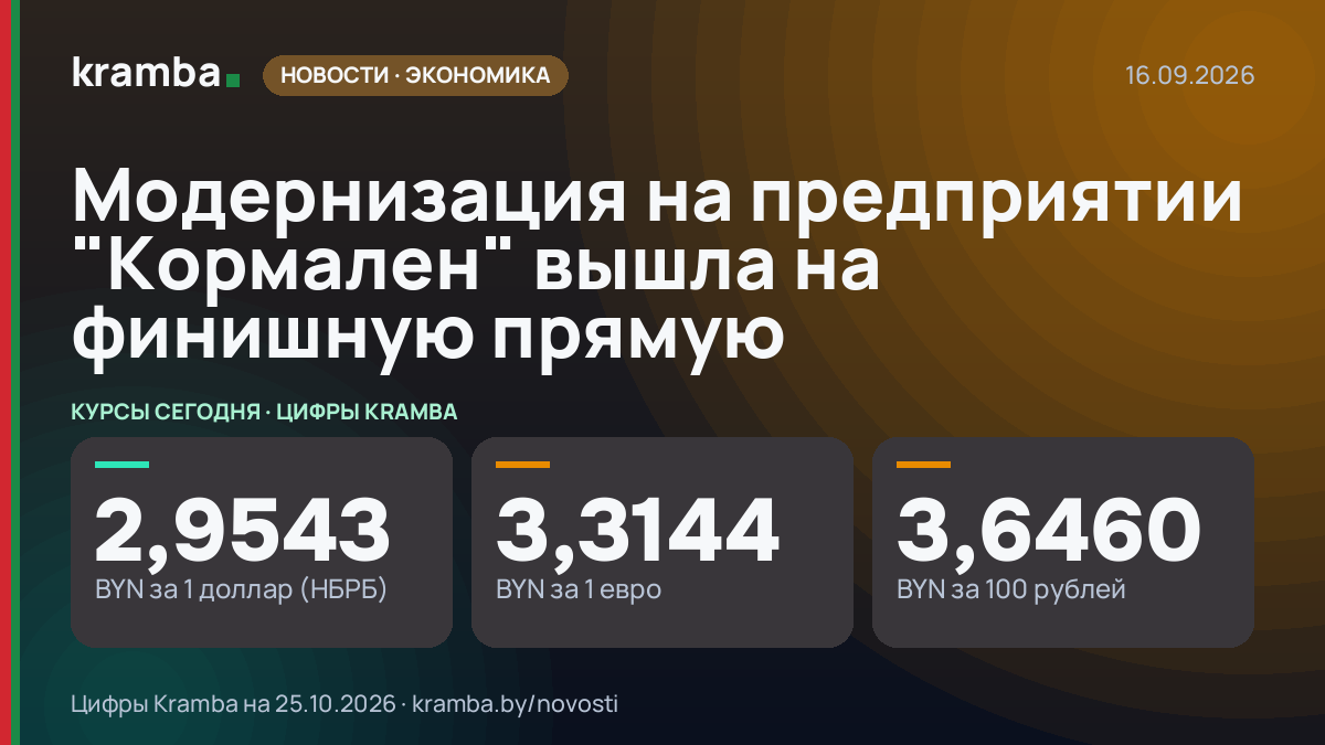 Инфографика Kramba: Модернизация на предприятии "Кормален" вышла на финишную прямую