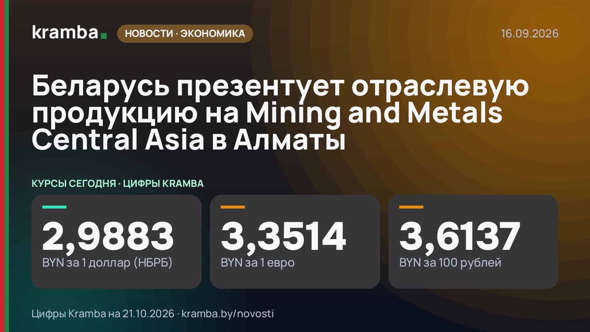 Инфографика Kramba: Беларусь презентует отраслевую продукцию на Mining and Metals Central Asia в Алматы