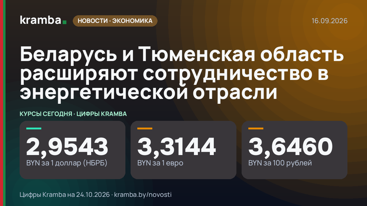Инфографика Kramba: Беларусь и Тюменская область расширяют сотрудничество в энергетической отрасли