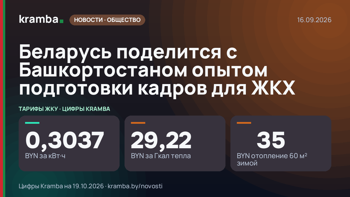Инфографика Kramba: Беларусь поделится с Башкортостаном опытом подготовки кадров для ЖКХ