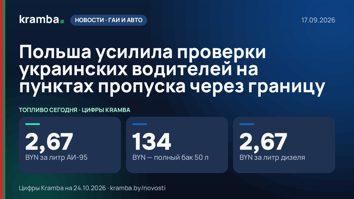 Инфографика Kramba: Польша усилила проверки украинских водителей на пунктах пропуска через границу