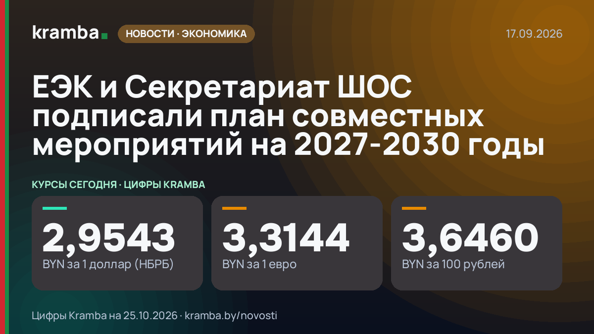 Инфографика Kramba: ЕЭК и Секретариат ШОС подписали план совместных мероприятий на 2027-2030 годы