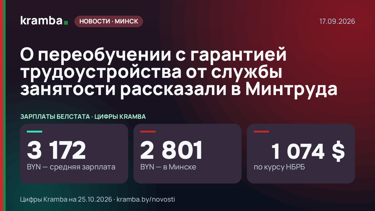Инфографика Kramba: О переобучении с гарантией трудоустройства от службы занятости рассказали в Минтруда