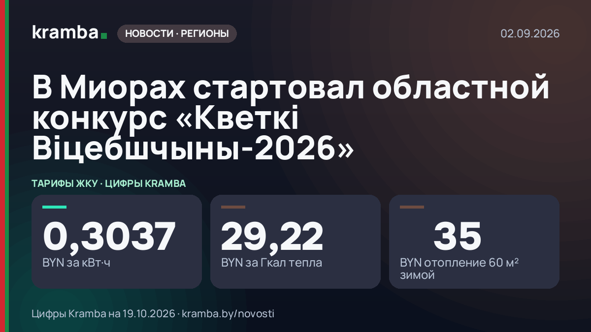 Инфографика Kramba: В Миорах стартовал областной конкурс «Кветкi Вiцебшчыны-2026»