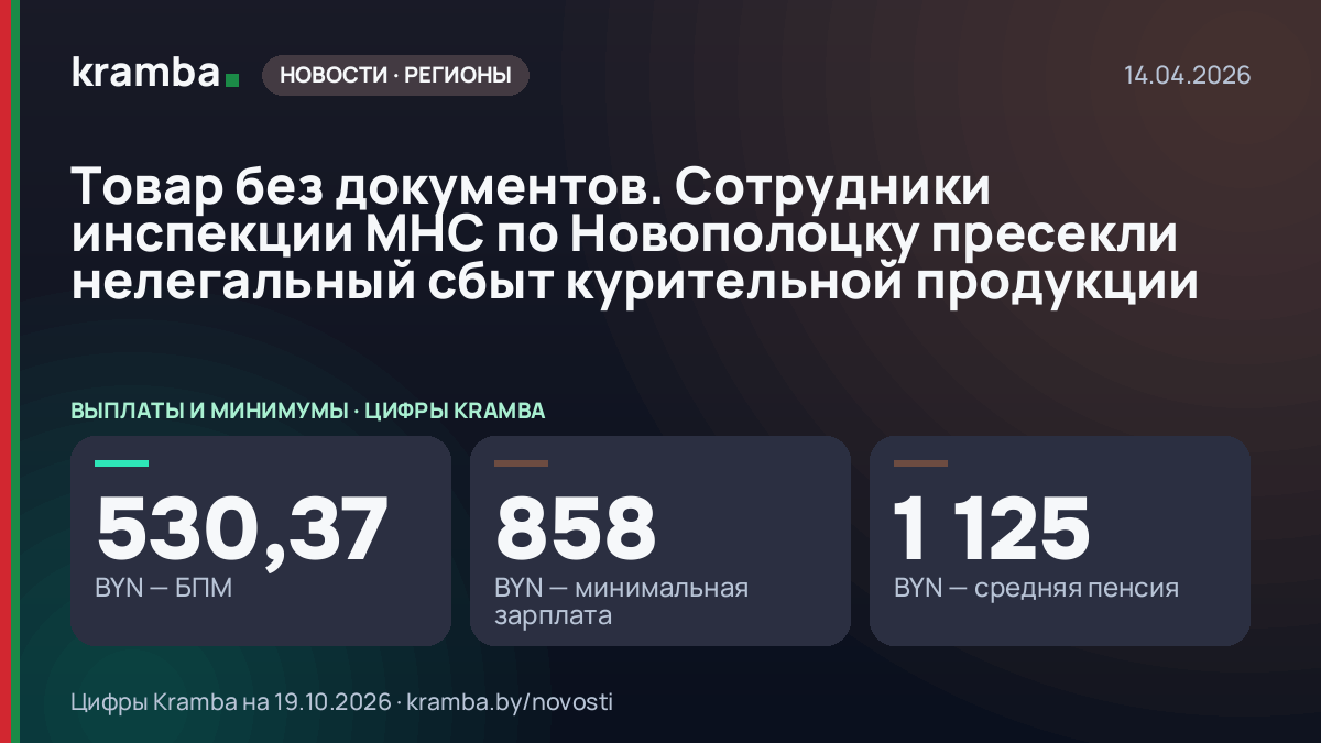 Инфографика Kramba: Товар без документов. Сотрудники инспекции МНС по Новополоцку пресекли нелегальный сбыт…