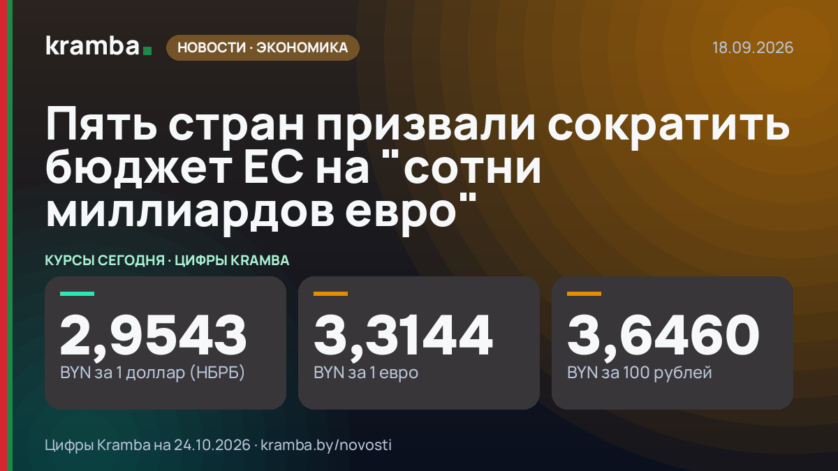 Инфографика Kramba: Пять стран призвали сократить бюджет ЕС на "сотни миллиардов евро"