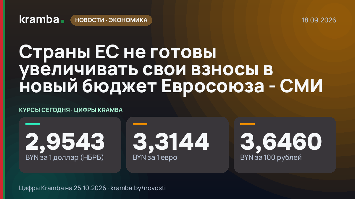 Инфографика Kramba: Страны ЕС не готовы увеличивать свои взносы в новый бюджет Евросоюза - СМИ