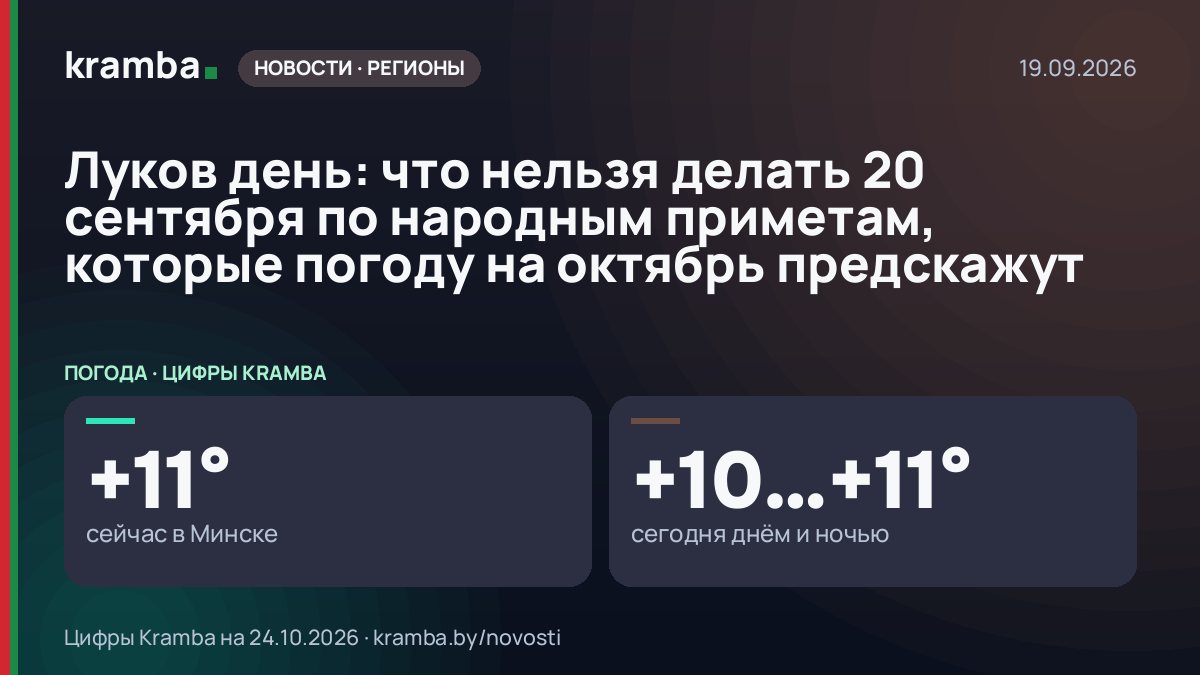 Инфографика Kramba: Луков день: что нельзя делать 20 сентября по народным приметам, которые погоду на…