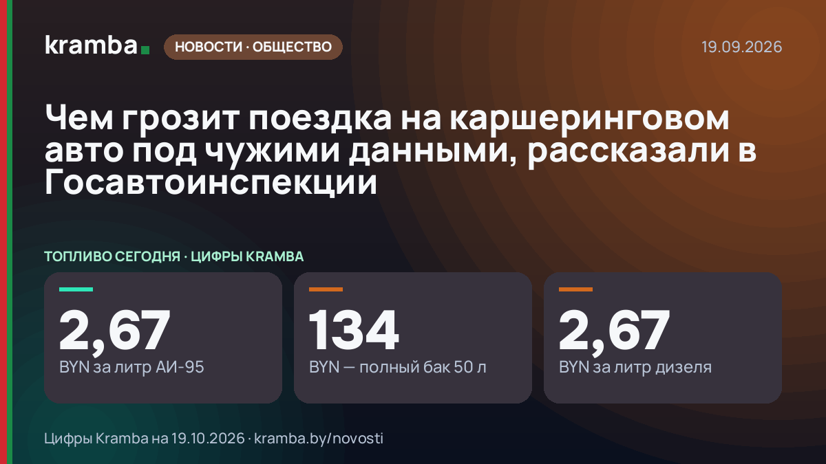 Инфографика Kramba: Чем грозит поездка на каршеринговом авто под чужими данными, рассказали в Госавтоинспекции