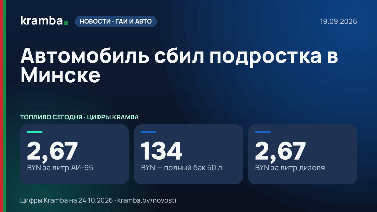 Инфографика Kramba: Автомобиль сбил подростка в Минске
