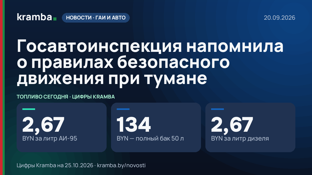 Инфографика Kramba: Госавтоинспекция напомнила о правилах безопасного движения при тумане