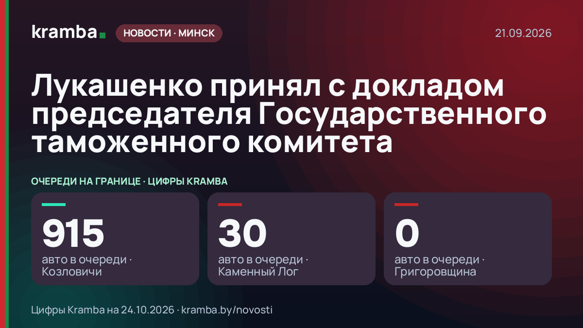 Инфографика Kramba: Лукашенко принял с докладом председателя Государственного таможенного комитета