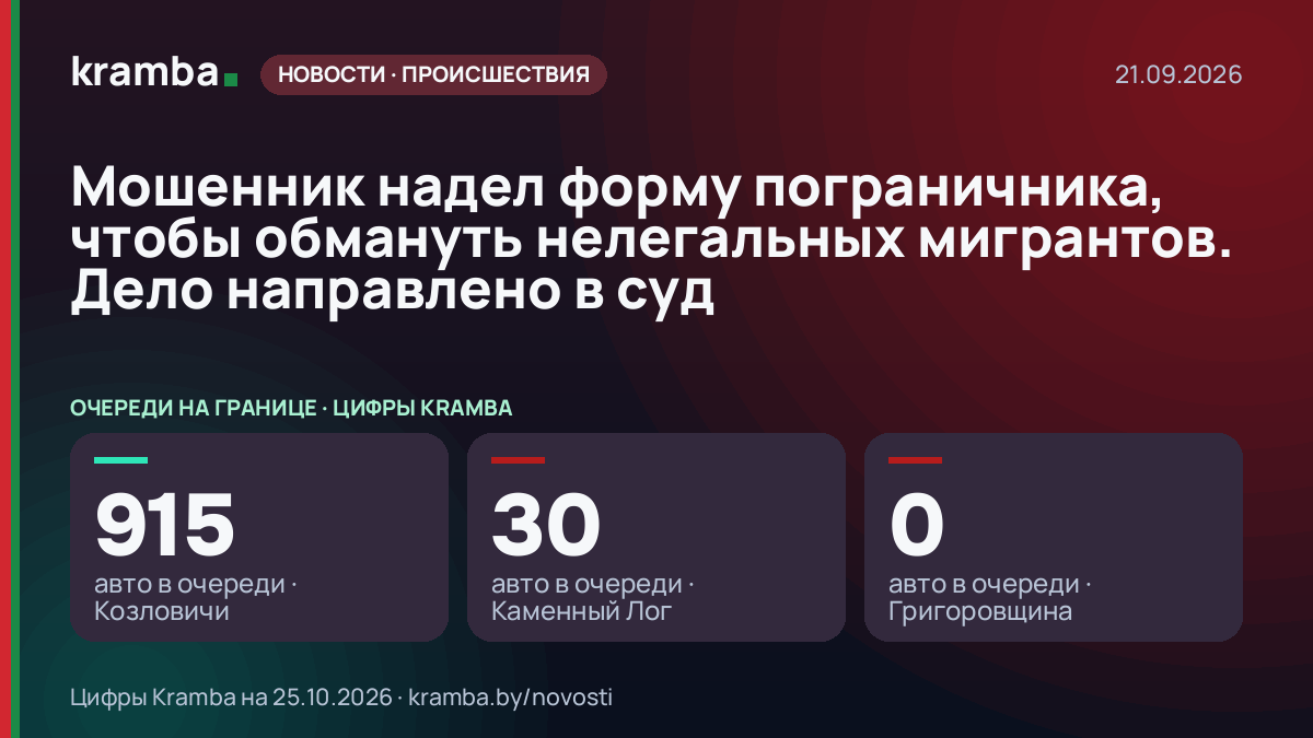 Инфографика Kramba: Мошенник надел форму пограничника, чтобы обмануть нелегальных мигрантов. Дело направлено…