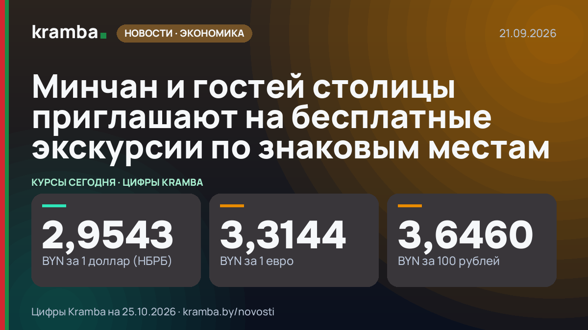 Инфографика Kramba: Минчан и гостей столицы приглашают на бесплатные экскурсии по знаковым местам