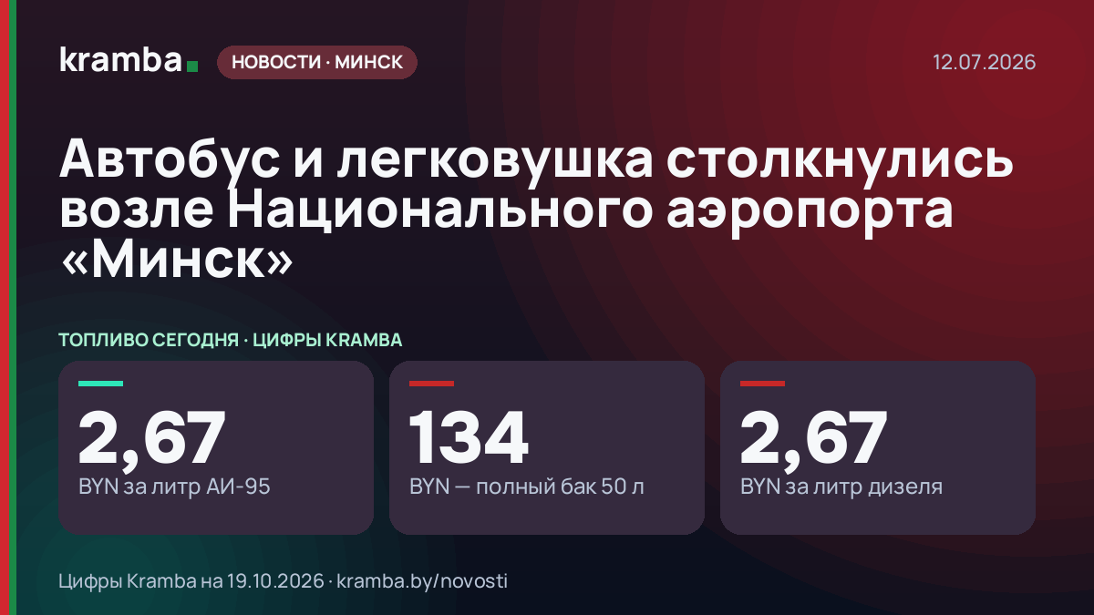 Инфографика Kramba: Автобус и легковушка столкнулись возле Национального аэропорта «Минск»