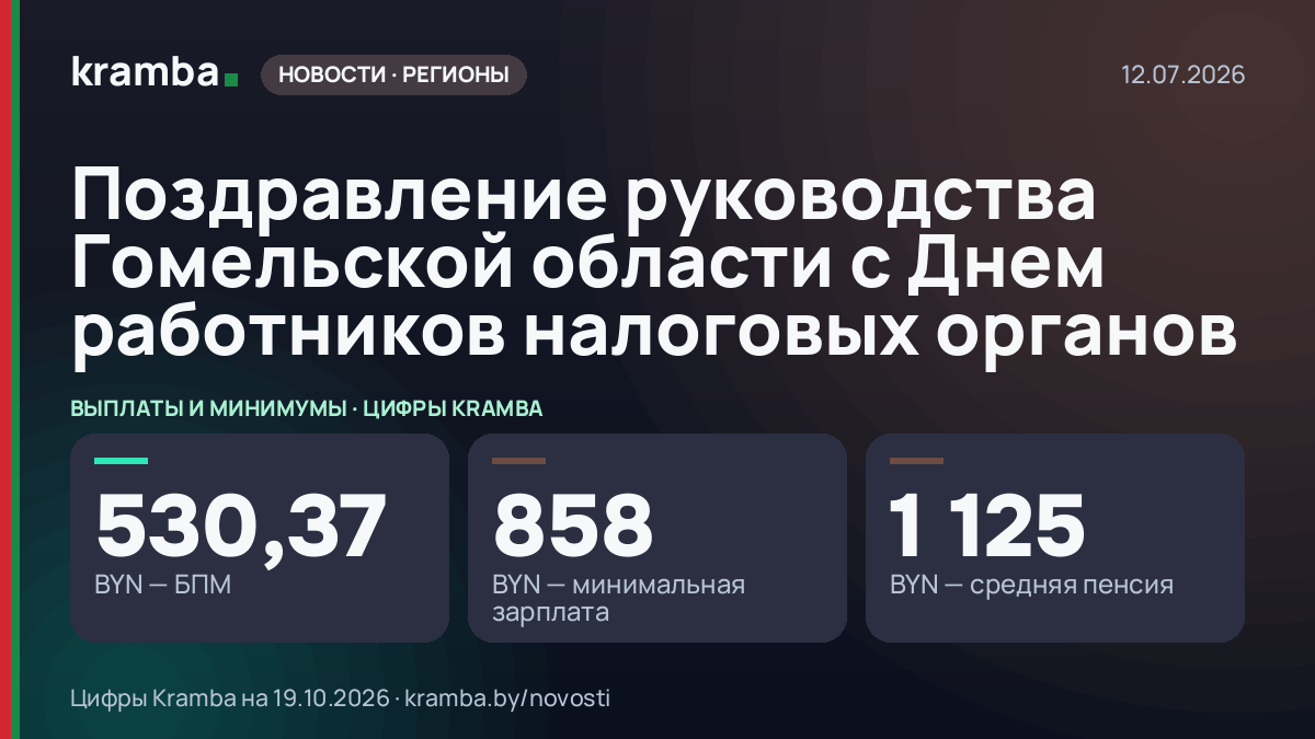 Инфографика Kramba: Поздравление руководства Гомельской области с Днем работников налоговых органов