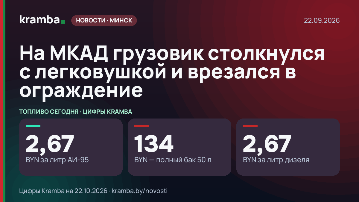 Инфографика Kramba: На МКАД грузовик столкнулся с легковушкой и врезался в ограждение