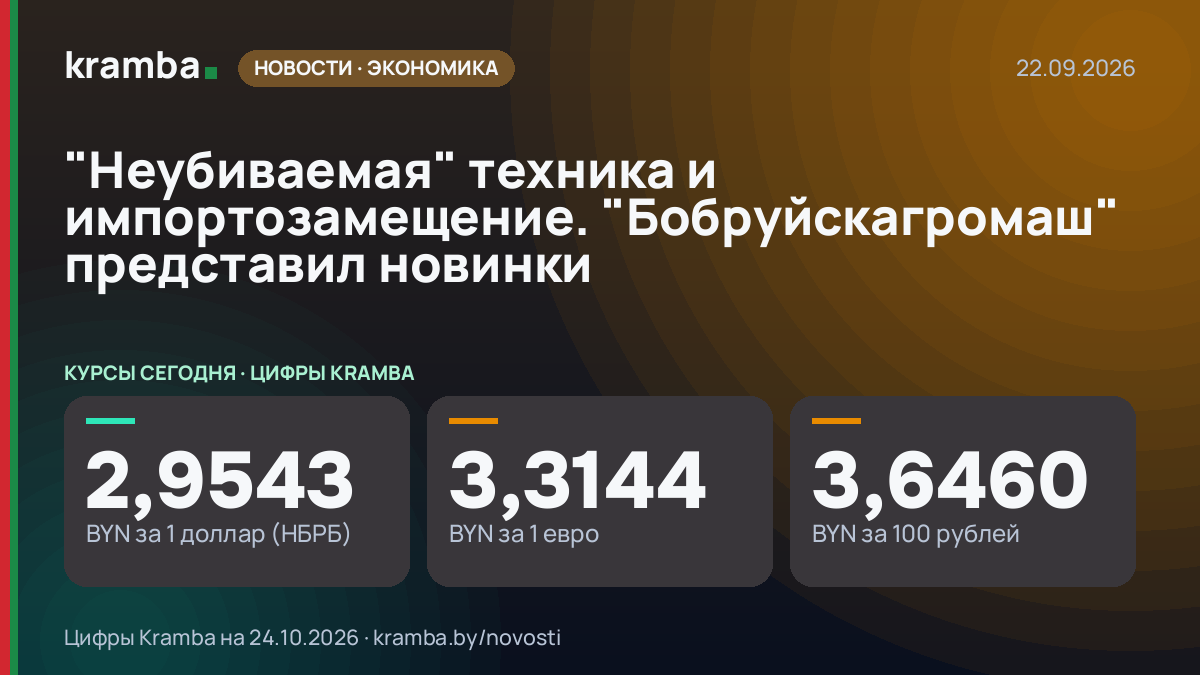 Инфографика Kramba: "Неубиваемая" техника и импортозамещение. "Бобруйскагромаш" представил новинки