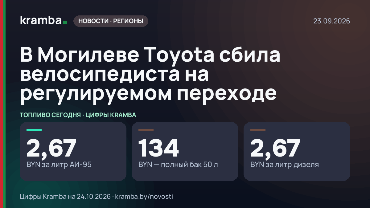 Инфографика Kramba: В Могилеве Toyota сбила велосипедиста на регулируемом переходе