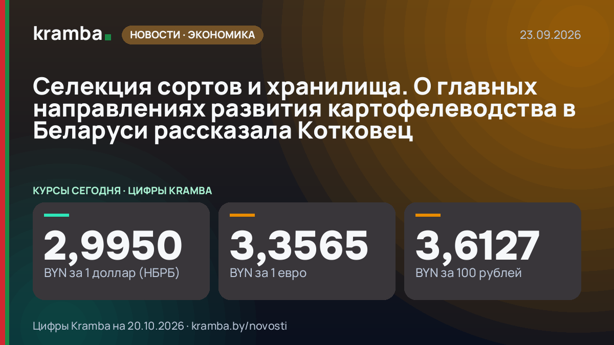 Инфографика Kramba: Селекция сортов и хранилища. О главных направлениях развития картофелеводства в Беларуси…