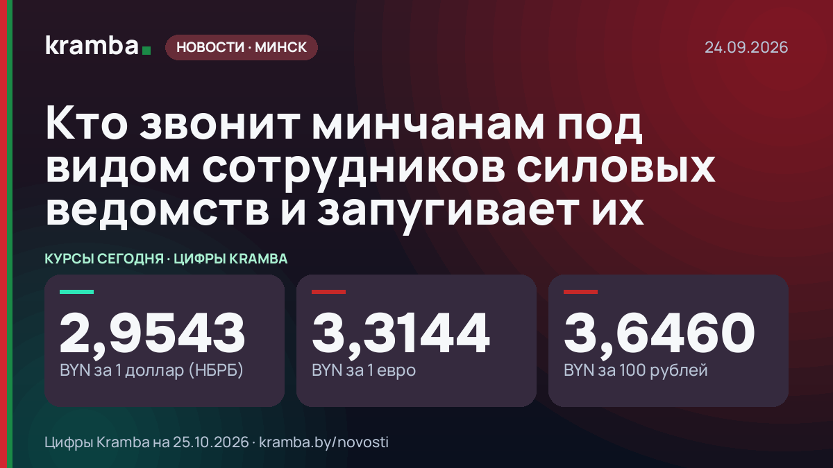Инфографика Kramba: Кто звонит минчанам под видом сотрудников силовых ведомств и запугивает их