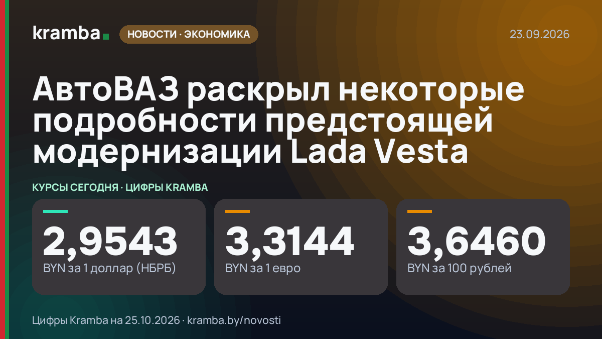 Инфографика Kramba: АвтоВАЗ раскрыл некоторые подробности предстоящей модернизации Lada Vesta