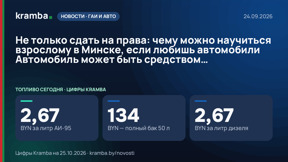 Инфографика Kramba: Не только сдать на права: чему можно научиться взрослому в Минске, если любишь…