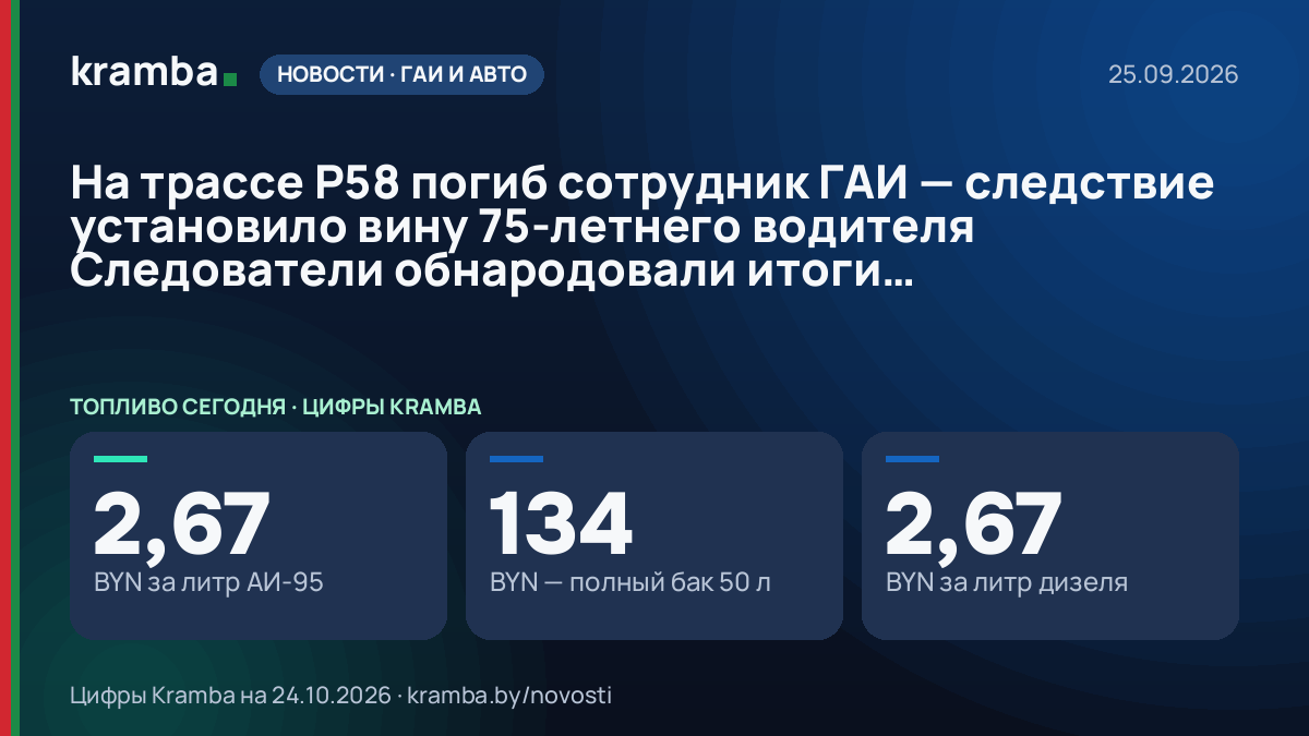 Инфографика Kramba: На трассе Р58 погиб сотрудник ГАИ — следствие установило вину 75‑летнего водителя…