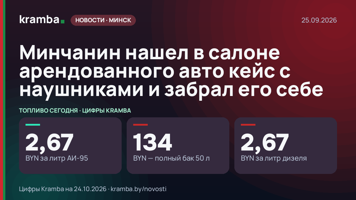 Инфографика Kramba: Минчанин нашел в салоне арендованного авто кейс с наушниками и забрал его себе