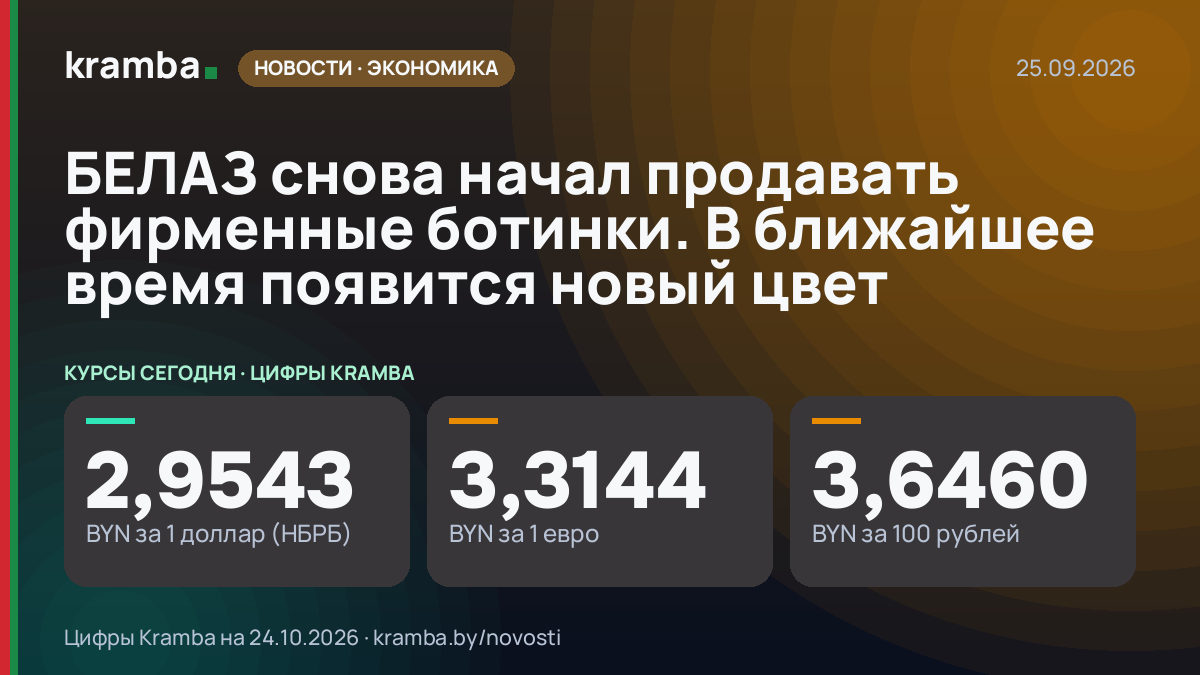 Инфографика Kramba: БЕЛАЗ снова начал продавать фирменные ботинки. В ближайшее время появится новый цвет