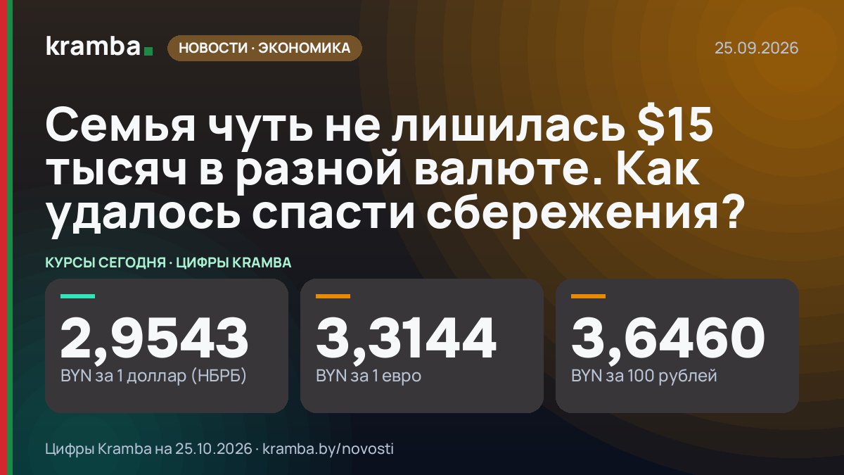 Инфографика Kramba: Семья чуть не лишилась $15 тысяч в разной валюте. Как удалось спасти сбережения?