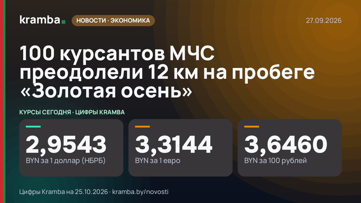 Инфографика Kramba: 100 курсантов МЧС преодолели 12 км на пробеге «Золотая осень»